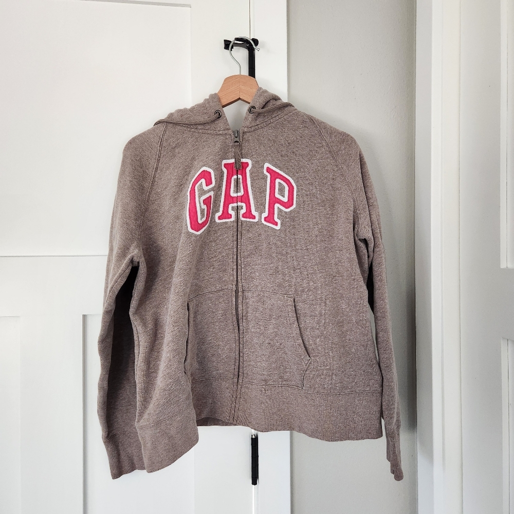 GAP | Womens Brown & Pink GAP Logo Zip Up Hoodie